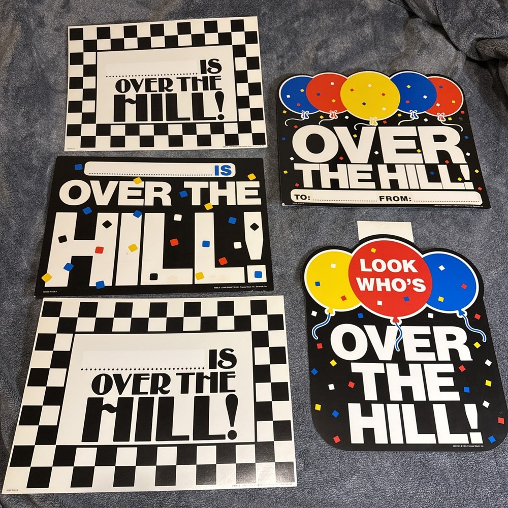 Vintage Over The Hill Die-Cuts Lot 5 Cardboard Wall Lawn Signs Frances Meyer